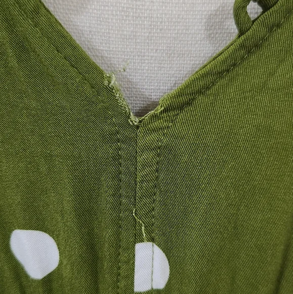 Bohemian Traders Green with White Poka Dot Dress/Size Large - Picture 6 of 10